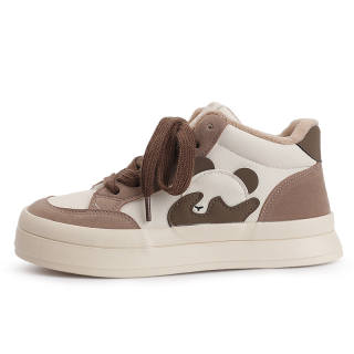 JIONGSEN Thermal Abrasion Resistant Thermal Abrasion Resistant High top Skateboard Shoes Women's Beige Brown