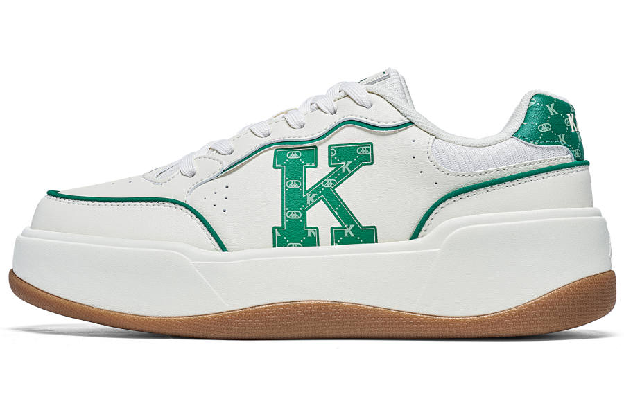 Kappa Slip Resistant Abrasion Resistant Low top Skateboard Shoes Unisex White Green