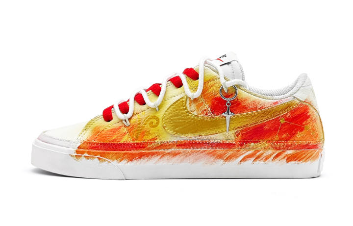 Nike Nike Court Legacy Scorching Aries Abrasion Resistant Lightweight Breathable Low top Skateboard Shoes Unisex White Gold