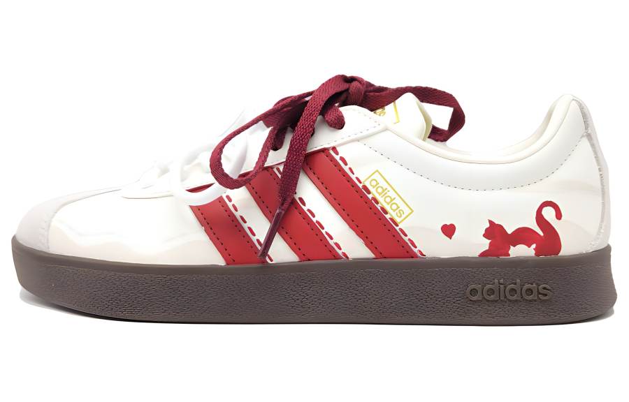 Adidas Adidas Vl Court Classic Meowth Love Abrasion Resistant Low top Skateboard Shoes Unisex Red White