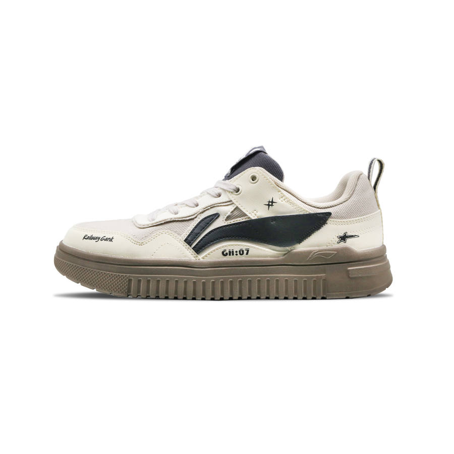 Li-Ning Li Ning Cyan Cloud Slip Resistant, Abrasion Resistant, Breathable Low top Skateboard Shoes Men's White Black