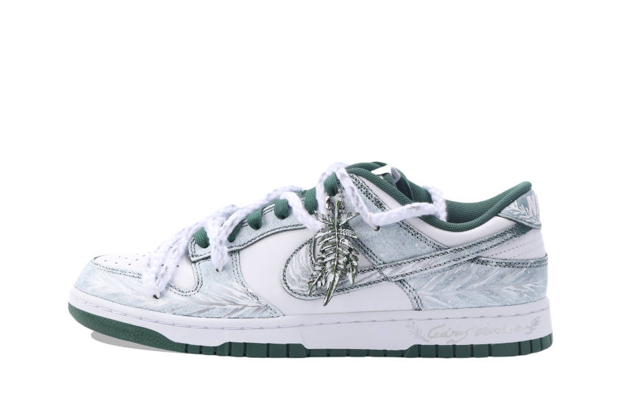 Nike Nike Dunk Slip Resistant Cushioning Low top Skateboard Shoes Unisex White Silver Green