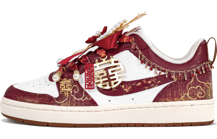 Nike Nike Court Borough LOW2 Box Action, Sauvignon Blanc, Xiuhe, Wedding Shoes Series, Splash Ink Slip Resistant