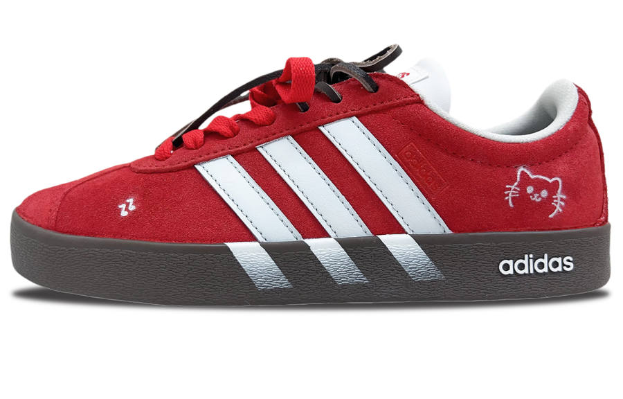 Adidas Adidas VL COURT 2.0 Abrasion Resistant Low top Skateboard Shoes Unisex Red