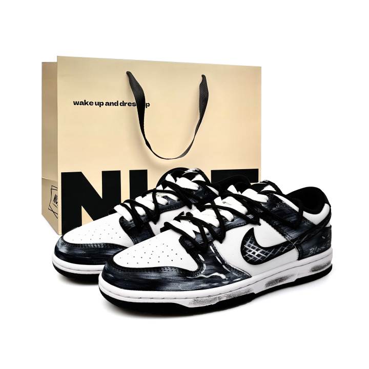 Nike Nike Dunk Shopping Bag, Ink Snake Mamba, Hand Drawn Preppy Style Abrasion Resistant Low top Skateboard Shoes Unisex