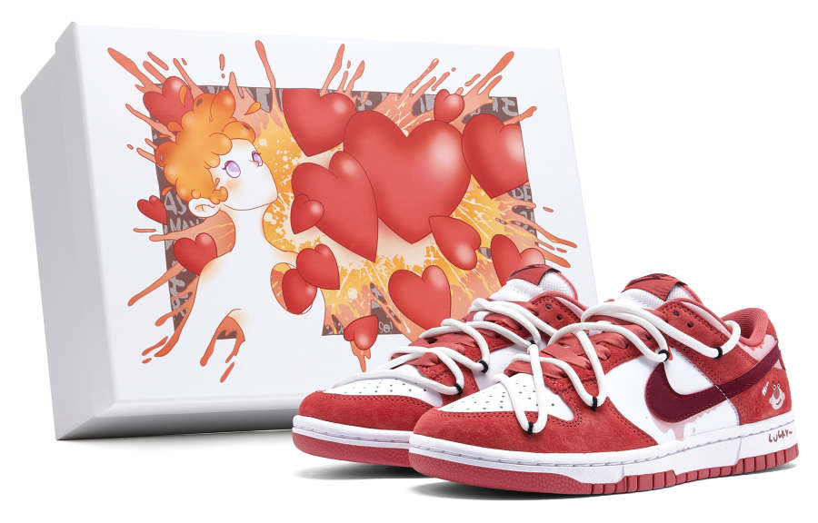 Nike Nike Dunk Low Women's 'Valentine's Day' Special Box Low top Skateboard Shoes Women's Pink Fuchsia