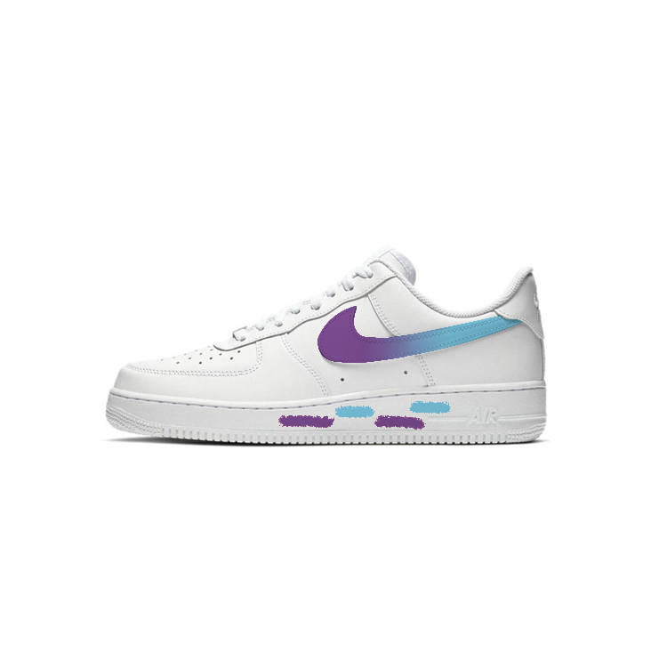 Nike Nike Air Force 1 'Triple White' Rarity Abrasion Resistant Low top Skateboard Shoes Women's White Blue Purple
