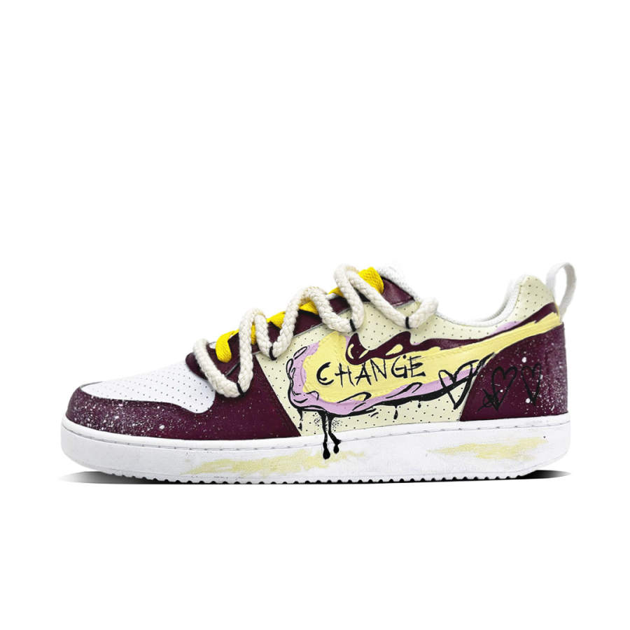 Nike Nike Court Borough Slip Resistant Abrasion Resistant Low top Skateboard Shoes Men's Red Yellow