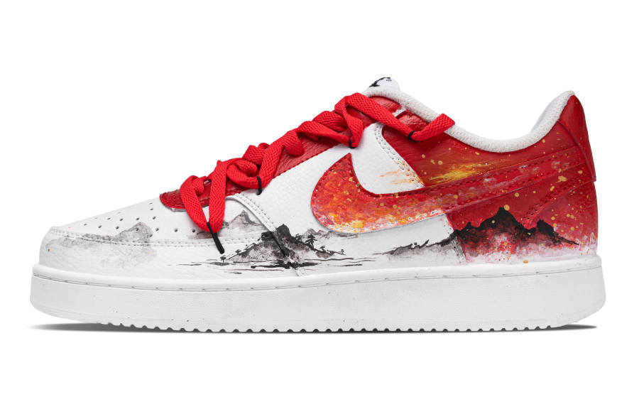 Nike Nike Court Vision 1 Ink Wash Melting Flame Abrasion Resistant Abrasion Resistant Low top Skateboard Shoes Men's Red