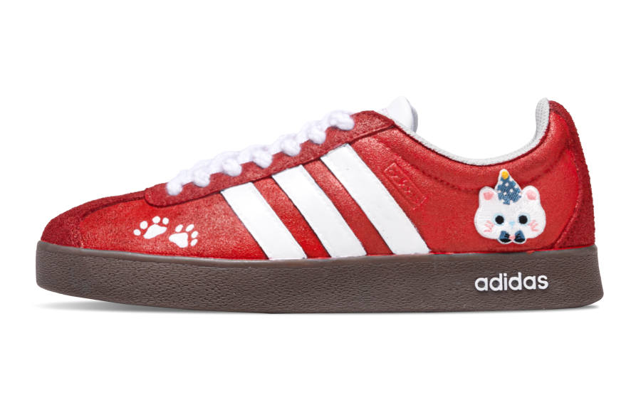 Adidas Adidas VL COURT 2.0 Lifestyle Crimson Meow Trail Abrasion Resistant Low top Skateboard Shoes Unisex Red