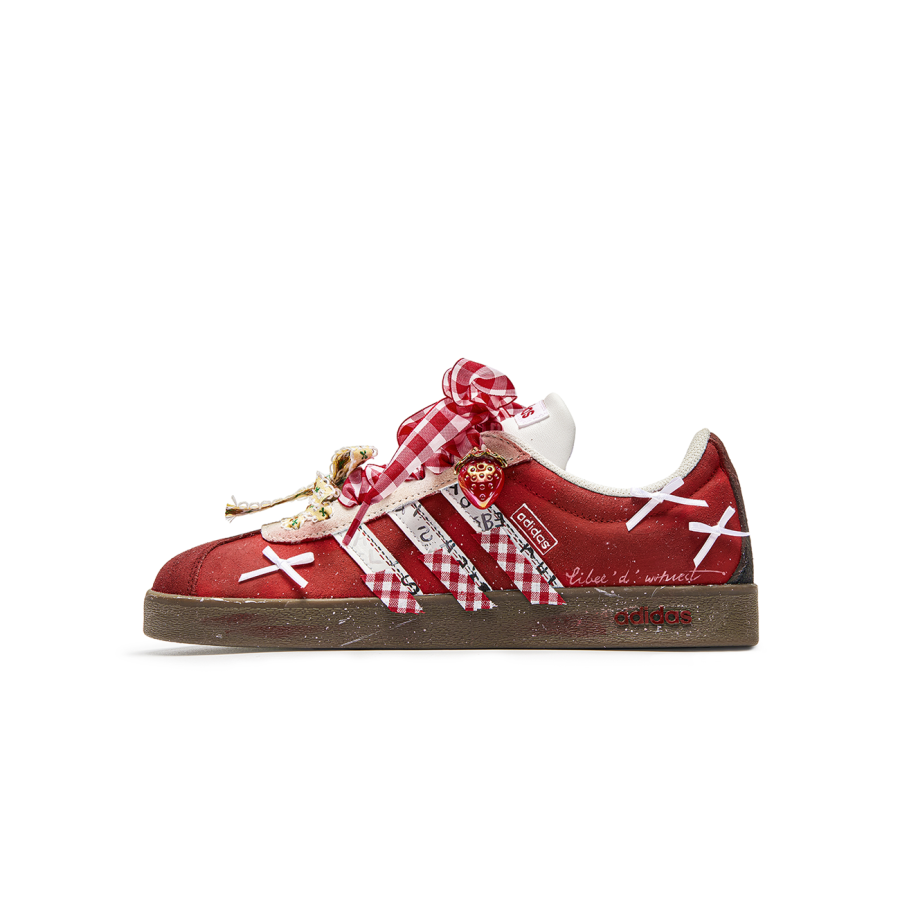 Adidas Neo VL Court Lifestyle WuJie, Strawberry Cushioning Low top Skateboard Shoes Unisex Red Brown
