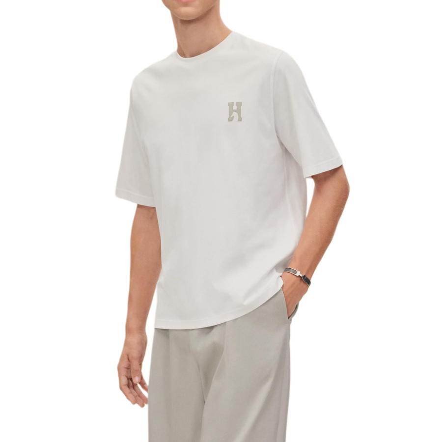 HERMES T Shirts Men's White Crew Neck Moderate