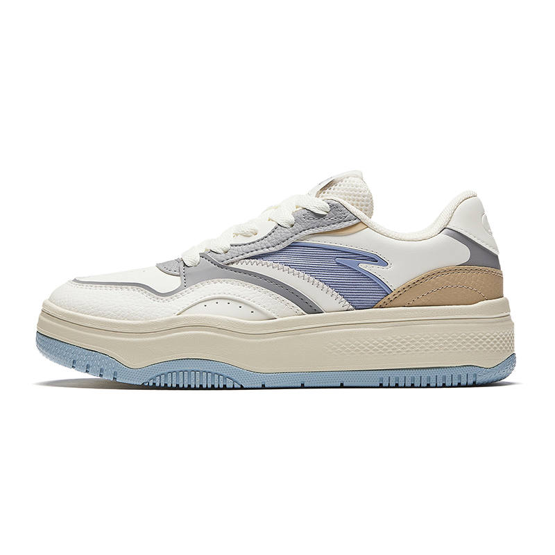Anta Streetwear Collection Slip Resistant Abrasion Resistant Low top Skateboard Shoes Women's White Gray Blue