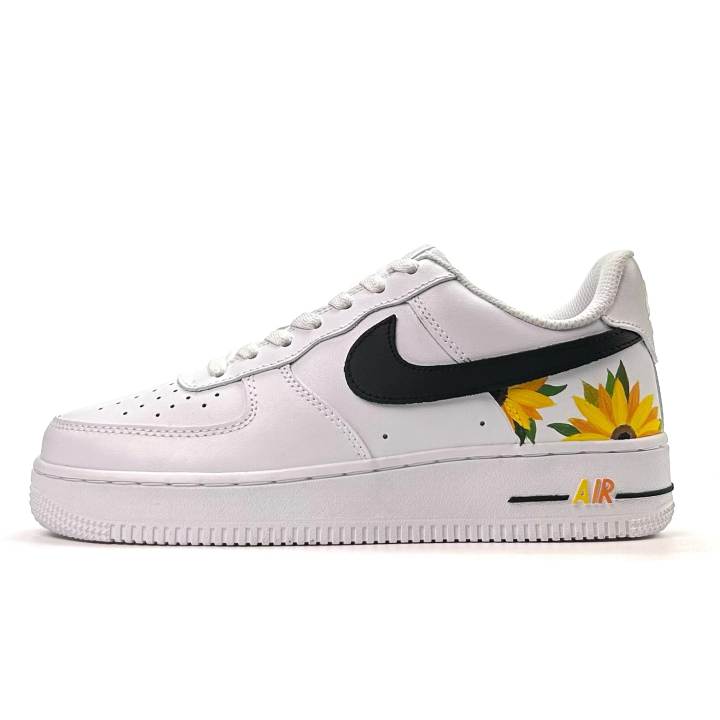 Nike Nike Air Force 1 Slip Resistant Abrasion Resistant Low top Skateboard Shoes Unisex White Black