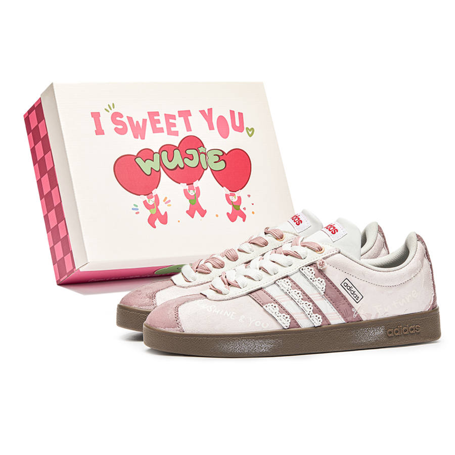 Adidas Neo VL Court Lifestyle WuJie, Box, Rose Cushioning Low top Skateboard Shoes Unisex Pink Brown