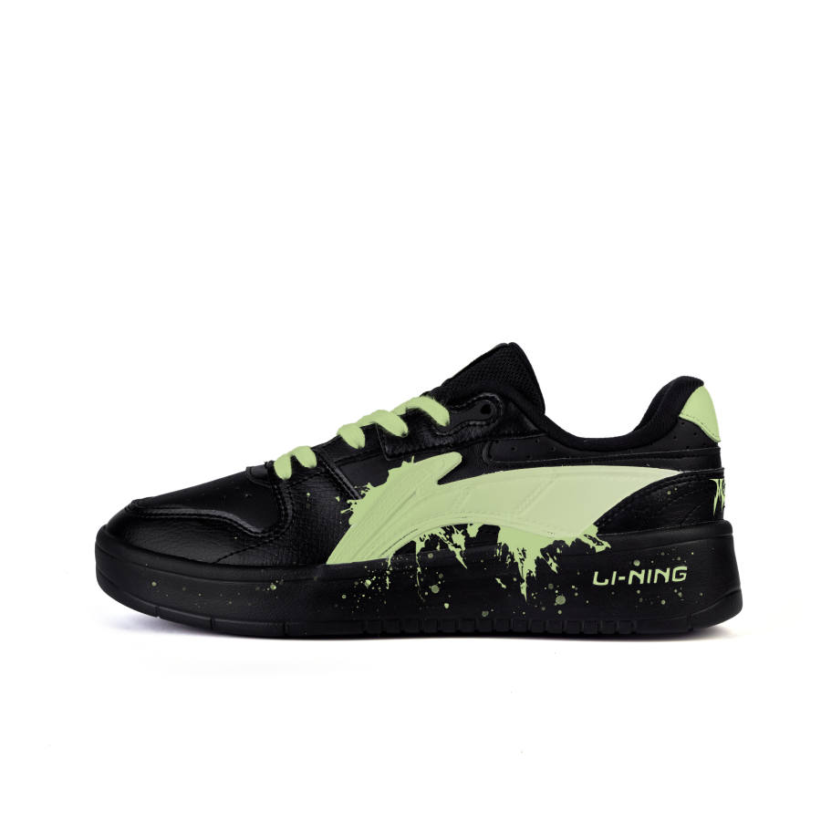 Li-Ning Li Ning Slip Resistant Cushioning Abrasion Resistant Low top Skateboard Shoes Men's Black Light Green
