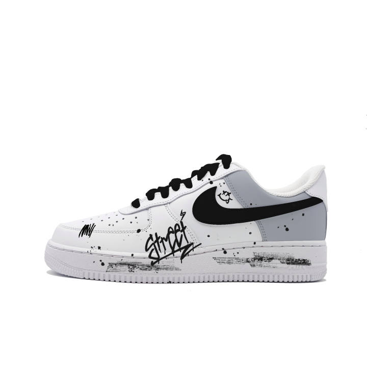 Nike Nike Air Force 1 Skateboard Shoes Unisex Low Top White Gray Black Patchwork