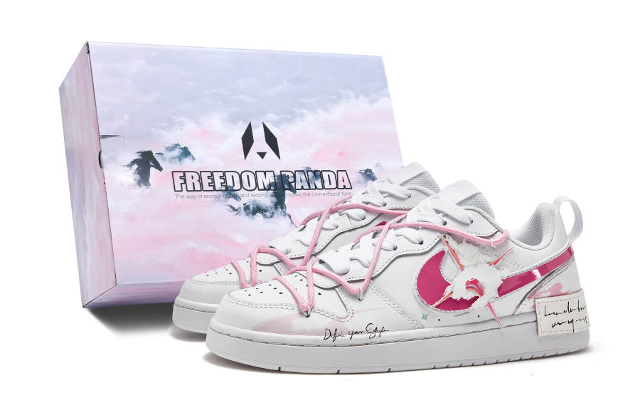 Nike Nike Court Borough Low Freedom Panda, Box, Spiritual Journey Slip Resistant Low top Skateboard Shoes GS Pink White