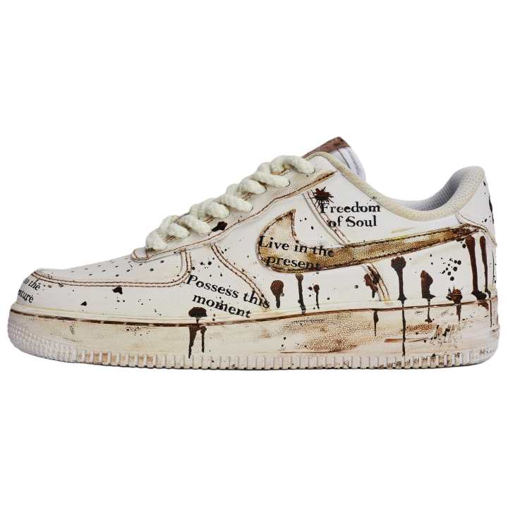 Nike Nike Air Force 1 RTHS Scroll Pages Low top Skateboard Shoes Unisex White Brown