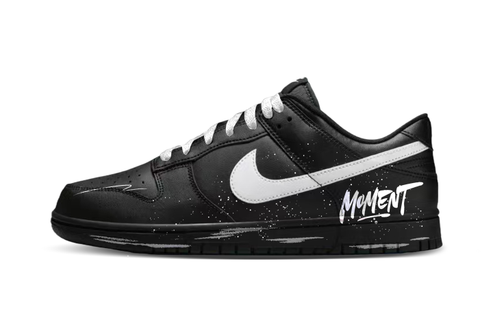 Nike Nike Dunk Ink Stained Moments Abrasion Resistant Abrasion Resistant Low top Skateboard Shoes Unisex Black White