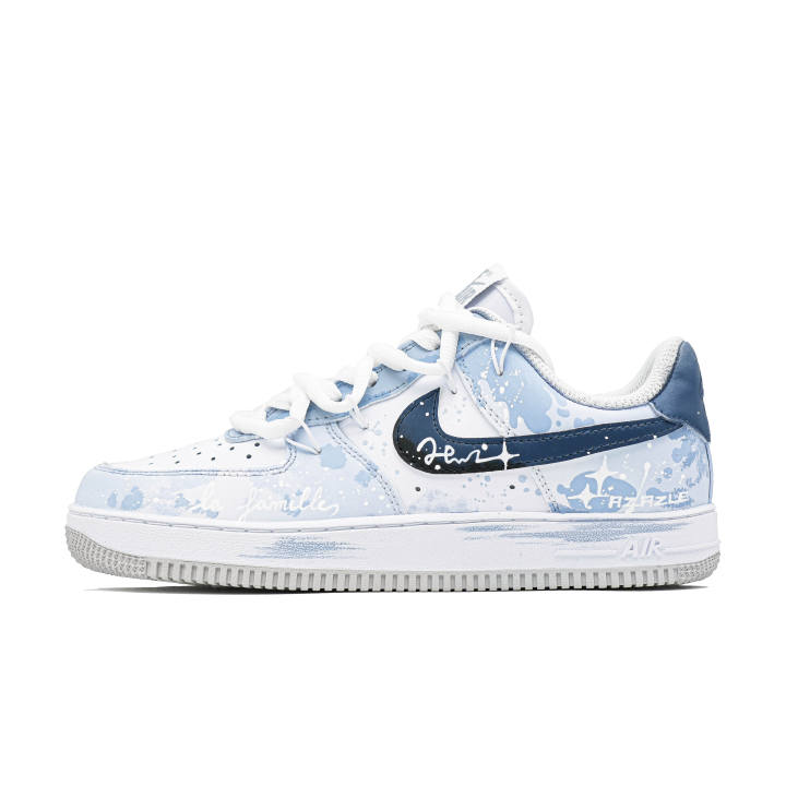 Nike Nike Air Force 1 Low top Skateboard Shoes Men's Light Blue