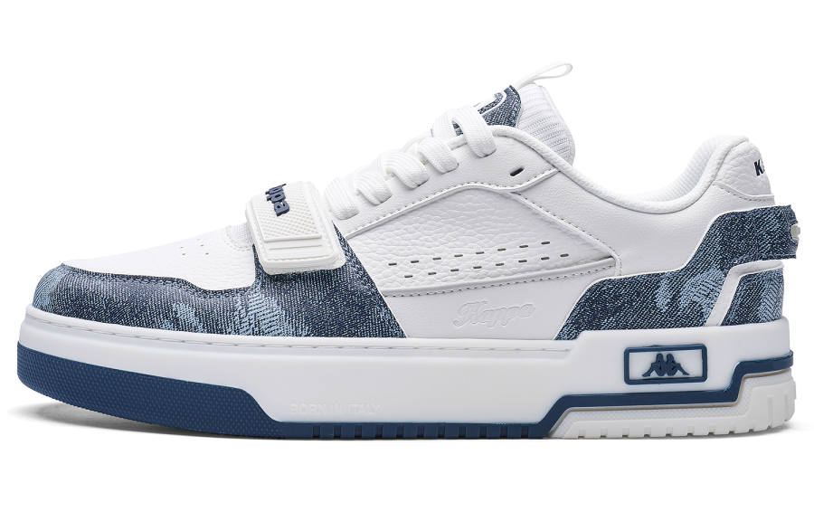 Kappa Back to Back Abrasion Resistant Slip Resistant Low top Skateboard Shoes Unisex White Blue