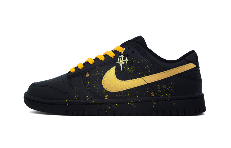 Nike Nike Dunk Wealth Abrasion Resistant Low top Skateboard Shoes Unisex Black Yellow