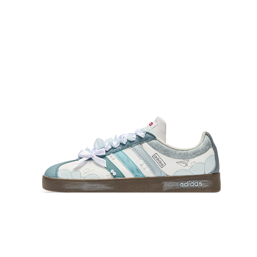 Adidas Neo VL Court Lifestyle Goku World, Paper Plane Cushioning Low top Skateboard Shoes Unisex Blue Brown