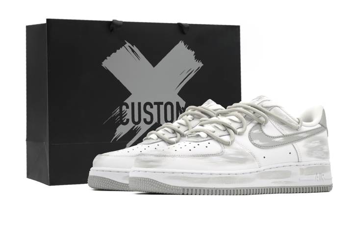 Nike Nike Air Force 1 Slip Resistant Abrasion Resistant Low top Skateboard Shoes Men's Gray