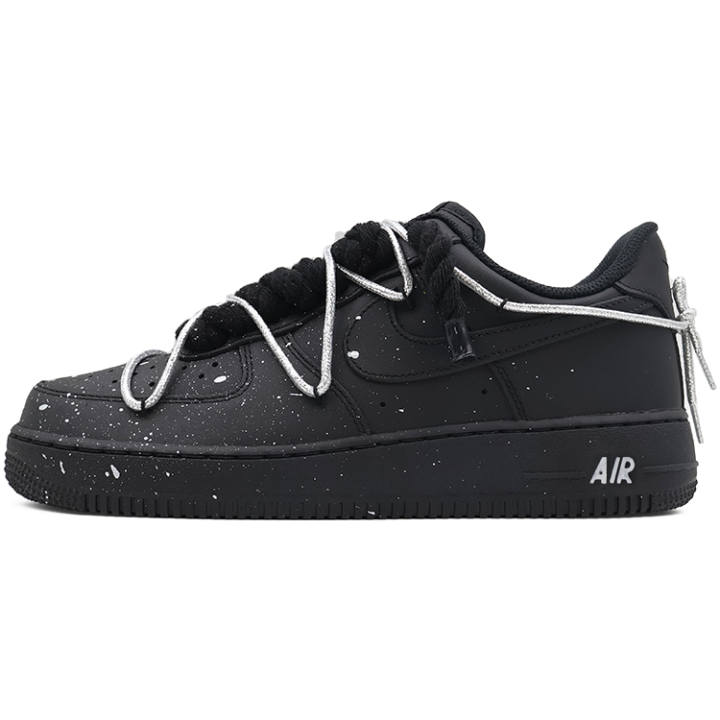 Nike Nike Air Force 1 Slip Resistant Abrasion Resistant Low top Skateboard Shoes Unisex Black