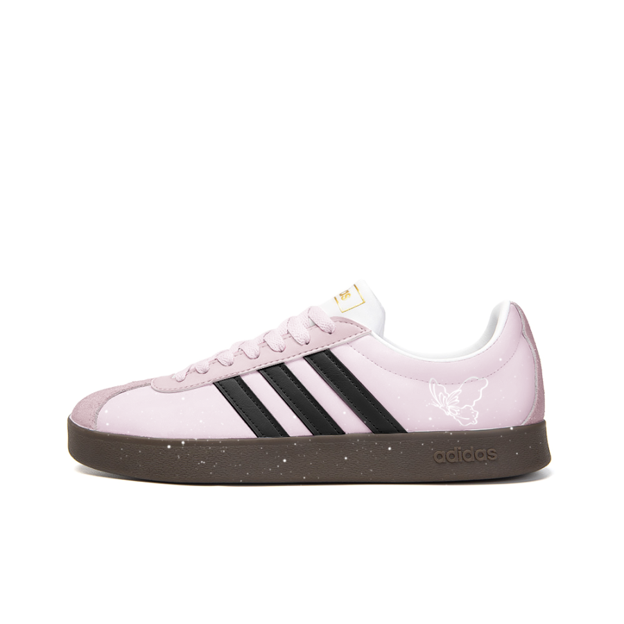 Adidas Neo VL Court 2.0 Leather Slip Resistant Abrasion Resistant Low top Skateboard Shoes Unisex Black Pink