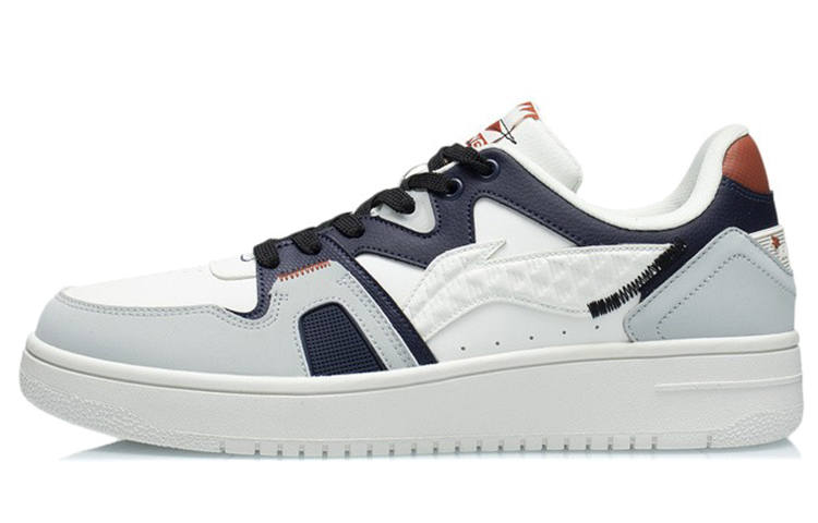 Li-Ning Li Ning Synthetic Leather Slip Resistant Cushioning Abrasion Resistant Low top Skateboard Shoes Men's White Black