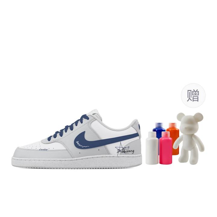Nike Nike Court Vision Starry Sea Abrasion Resistant Low top Skateboard Shoes Men's White Blue