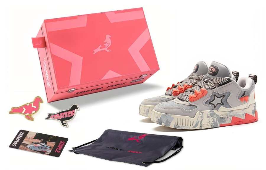 STARTER Staple x STARTER Vol Slip Resistant Abrasion Resistant Low top Skateboard Shoes Unisex Gray Pink