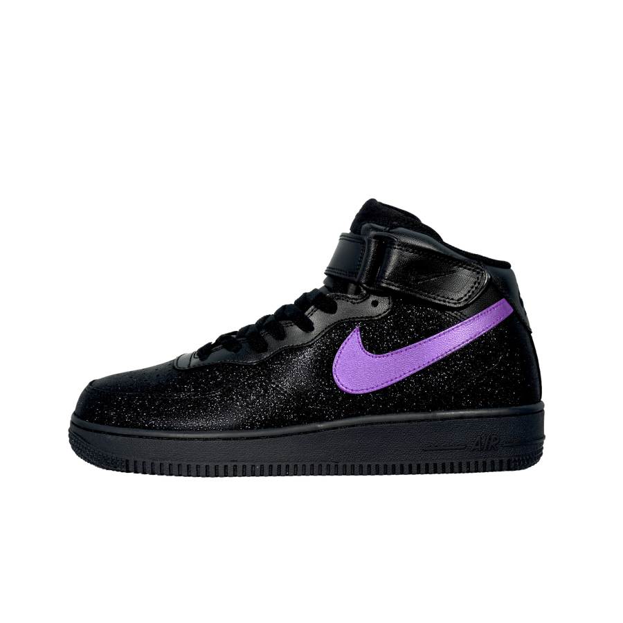 Nike Nike Air Force 1 Breathable Height Increasing Mid top Skateboard Shoes Unisex Black Purple