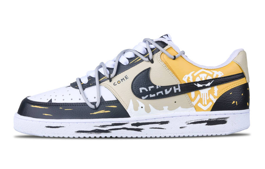 Nike Nike Court Vision 1 Pale Yellow Skeleton Shadow Slip Resistant Cushioning Low top Skateboard Shoes Men's Black Yellow