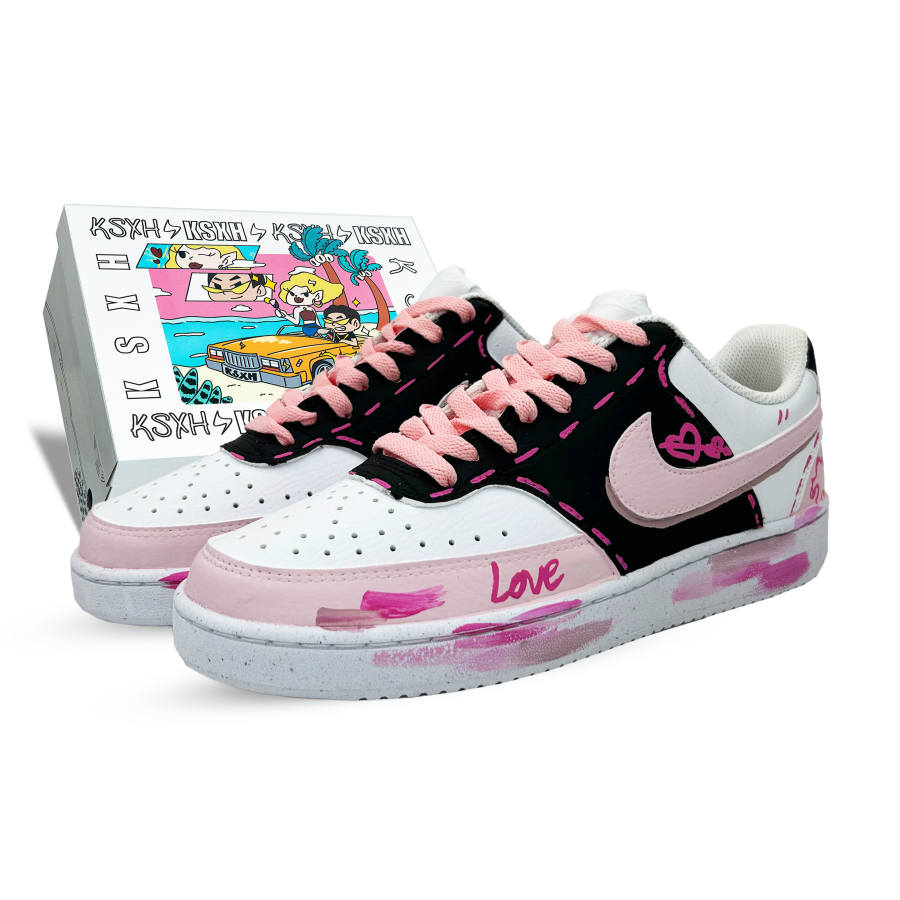 Nike Nike Court Vision 1 Cushioning, Wear Resistant Low top Skateboard Shoes Women's Black Pink