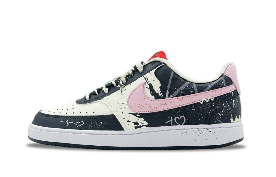 Nike Nike Court Vision 1 Funi Love Wear resistant And Lightweight Low top Skateboard Shoes Men's Black Pink