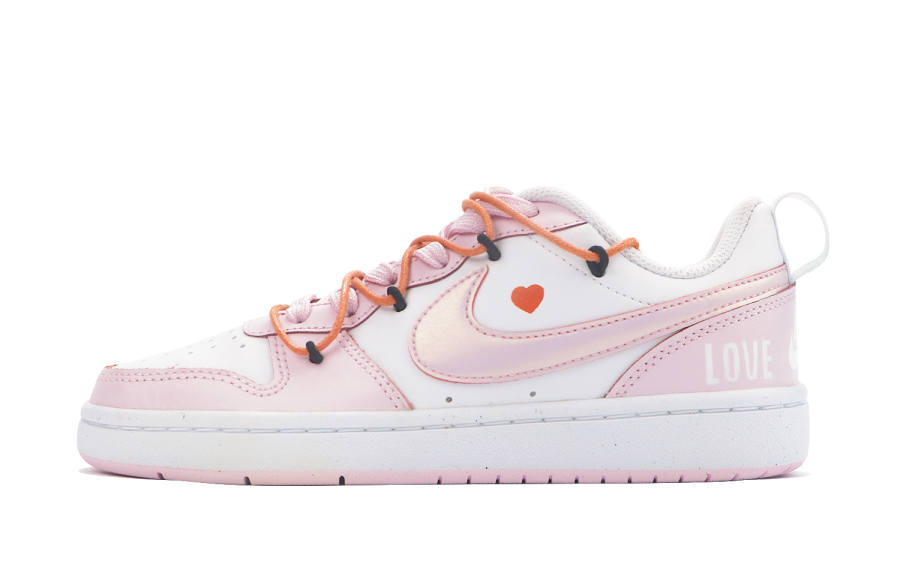 Nike Nike Court Borough Low Love Signal Synthetic Leather Low top Skateboard Shoes GS Pink Orange