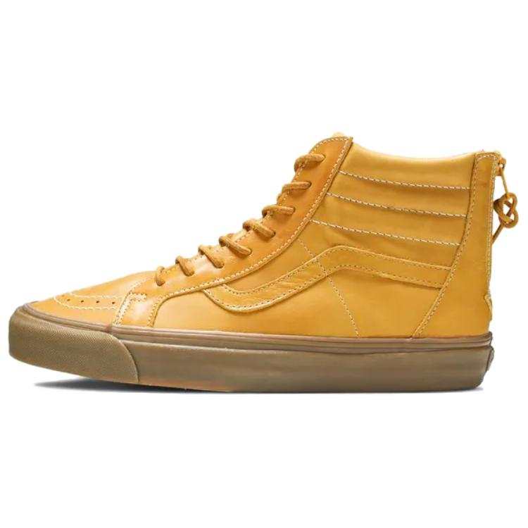 Vans Sk8 Hi Leather High top Skateboard Shoes Unisex Gold