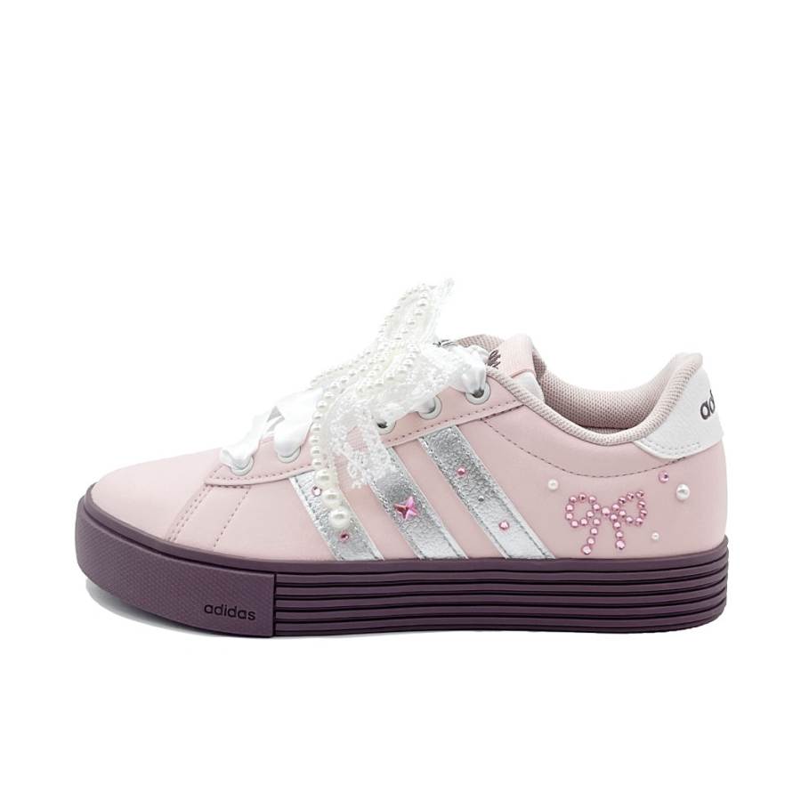 Adidas Adidas Daily 4.0 Pink Princess Abrasion Resistant Low top Skateboard Shoes Unisex Pink Silver