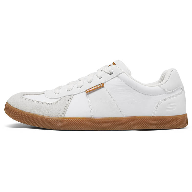 Skechers Textile, Synthetic Leather, Split Cow Leather Low top Skateboard Shoes Men's White