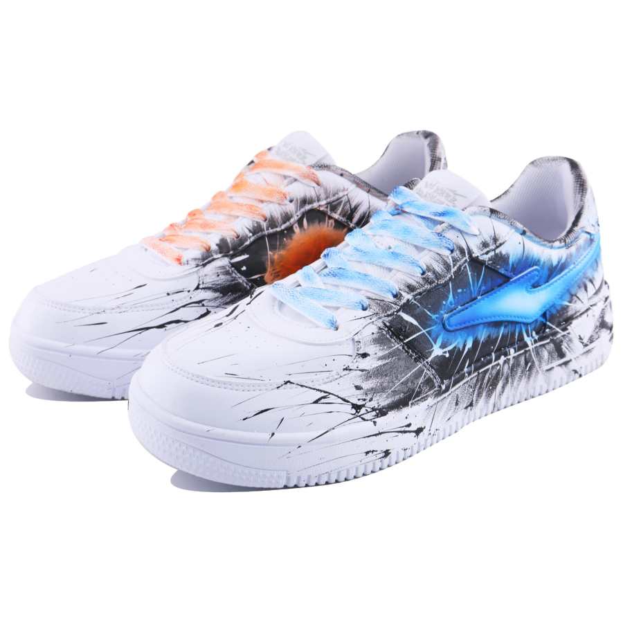 Erke Cushioning Abrasion Resistant Low top Skateboard Shoes Men's Orange Blue Mismatched