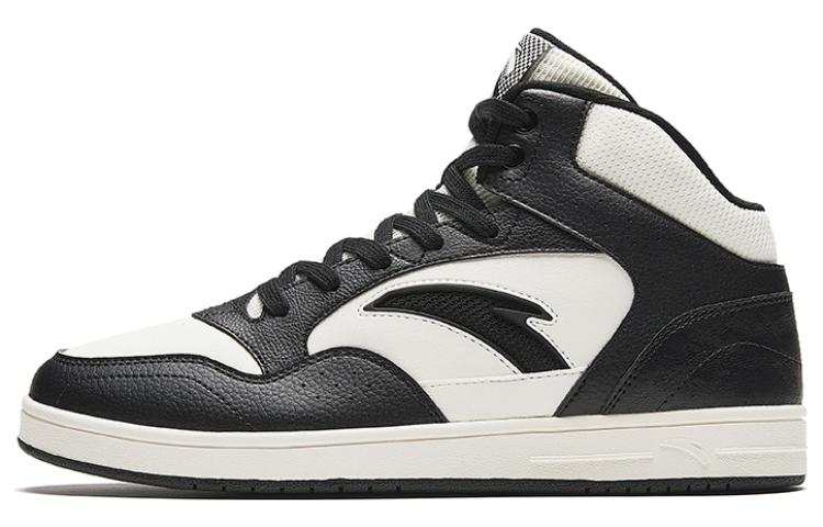 Anta Classic Comfortable Slip Resistant Cushioning Abrasion Resistant High top Skateboard Shoes Men's Ivory White Black