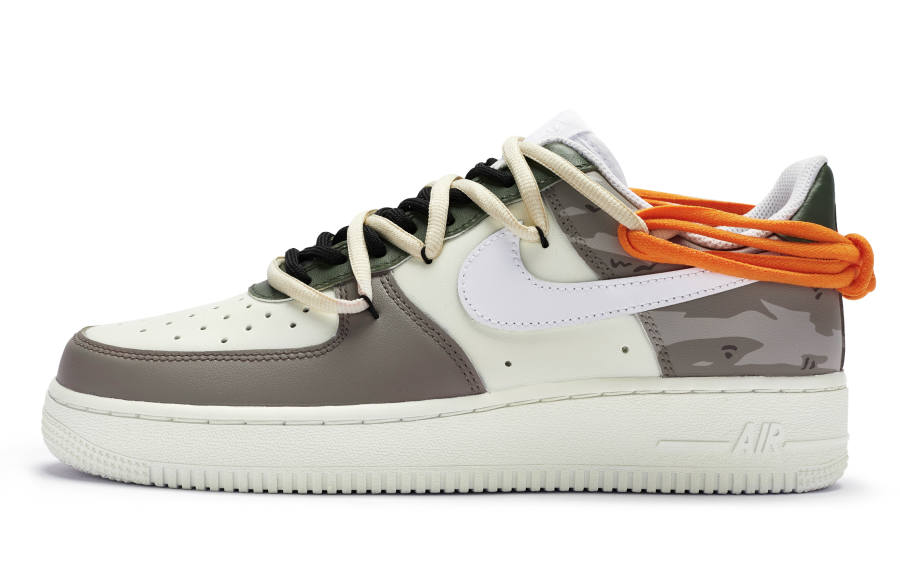Nike Nike Air Force 1 07 Slip Resistant Abrasion Resistant Low top Skateboard Shoes Men's Beige Gray Green