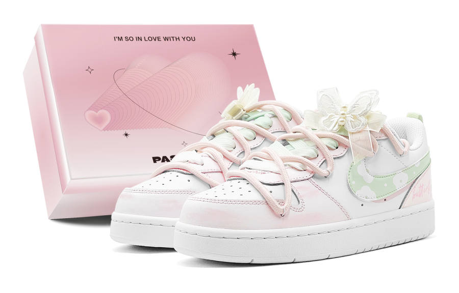 Nike Nike Court Borough Skateboard Shoes Women's Low Top Green/Pink/White