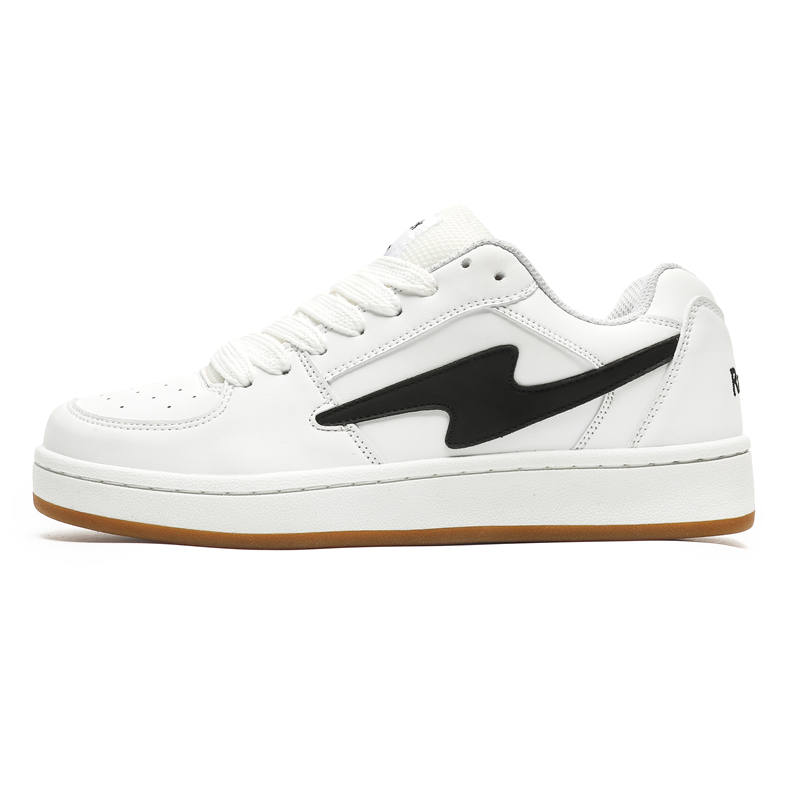 PAIKEJINGPAO Slip Resistant Abrasion Resistant Low top Skateboard Shoes Unisex White Black