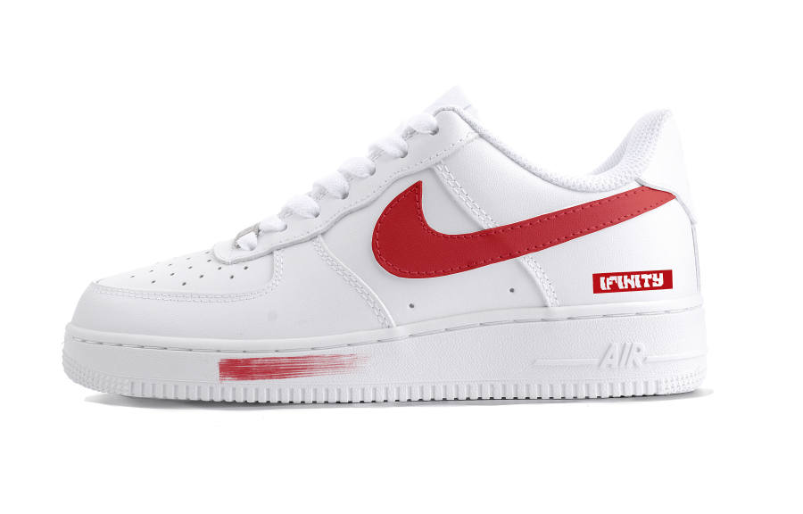 Nike Nike Air Force 1 Anonymous Leather Abrasion Resistant Abrasion Resistant Low top Skateboard Shoes Unisex Red White