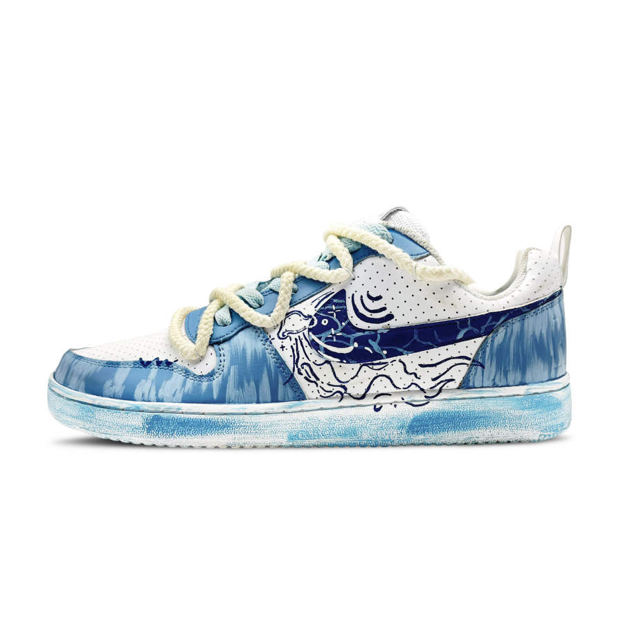 Nike Nike Court Borough Ruined Ruins Deep Sea Abrasion Resistant Abrasion Resistant Low top Skateboard Shoes Unisex Blue