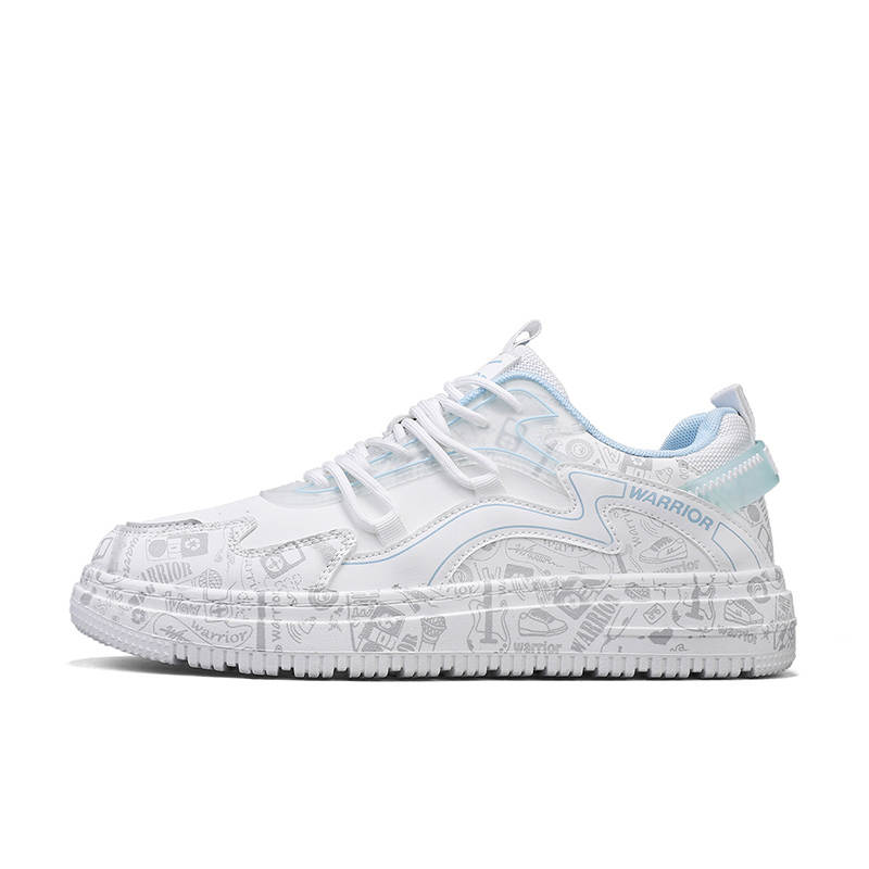 WARRIOR Warrior Coverage Slip Resistant Coverage Slip Resistant Low top Skateboard Shoes Men's White Gray Blue